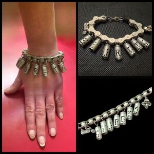 9mm Aluminum Spent Bullet Casing STURGIS Graphics Bicycle Chain Bracelet NWT Uni